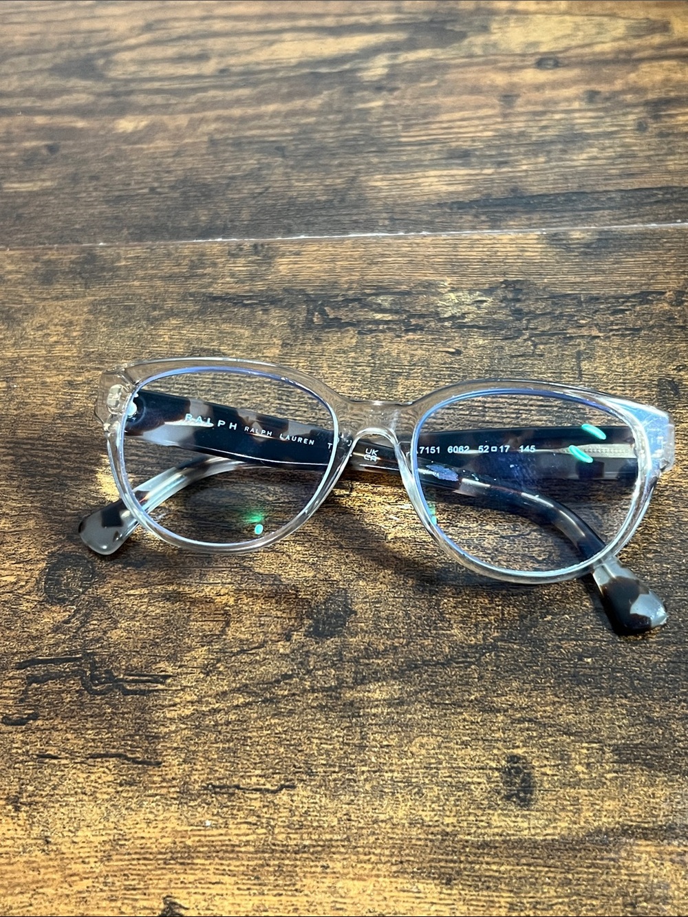 Ralph Lauren RA 7151 6062 52[]17 Clear Frame Glasses with brown Temples